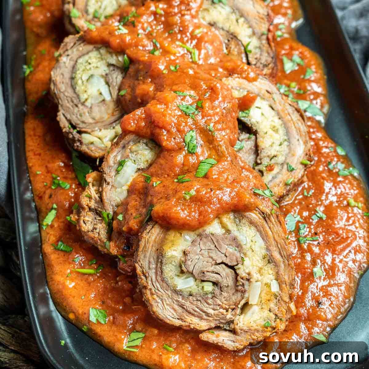 Beef Braciole on platter