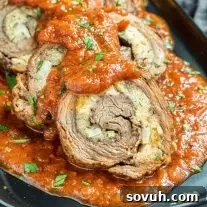 Beef Braciole sliced on platter
