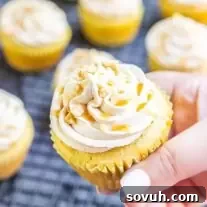 Hand holding frosted caramel apple cupcakes