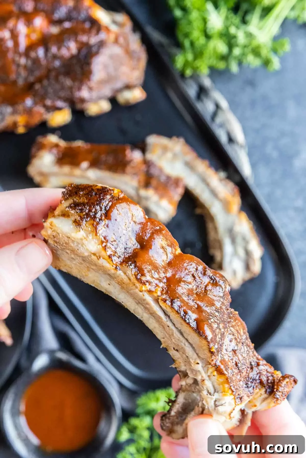 holding bbq Instant Pot Ribs