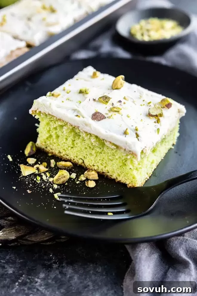 Pistachio cake with a glass of milk