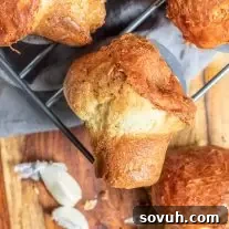 Garlic Parmesan Popovers with garlic butter