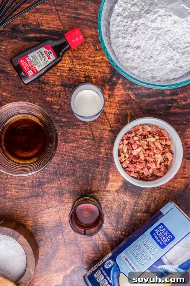 ingredients to make Air Fryer Maple Bacon Donuts