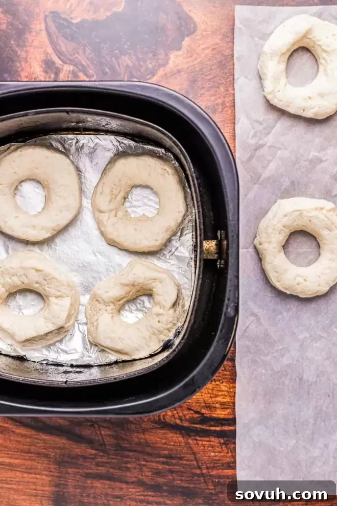 Air Fryer Maple Bacon Donuts made with refrigerator biscuits