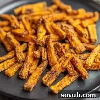 plate with Air Fryer Sweet Potato Fries