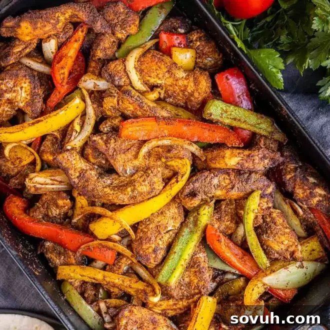 One-Pan Chicken Fajita Bake 2 Flavorful Oven Chicken Fajitas ready in under an hour