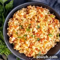 Keto Cauliflower Spanish Rice in a bowl