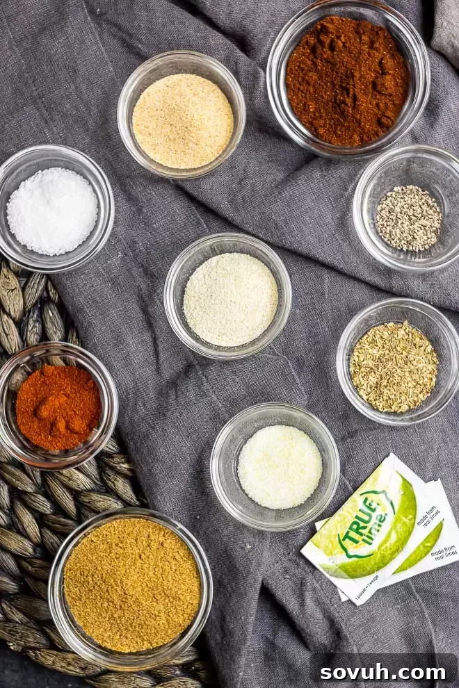 Collection of fresh, whole spices and ingredients for Homemade Fajita Seasoning