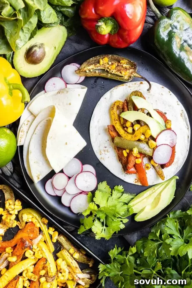 Veggie Fajitas on a tortilla