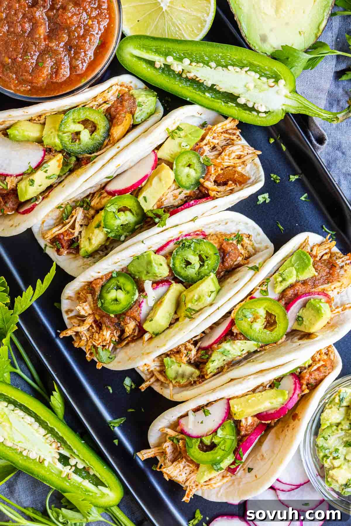 Instant Pot Chicken Tacos on serving platter