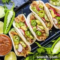 Instant Pot Chicken Tacos on platter