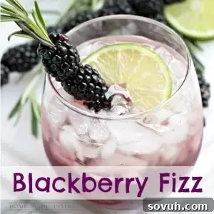 Blackberry Fizz cocktail garnished with rosemary and lime, ready for a spring celebration.