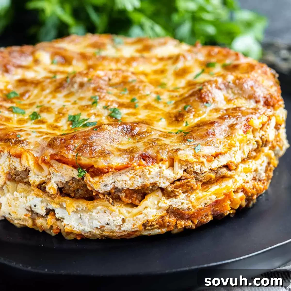 Instant Pot Lasagna on black platter