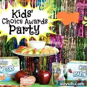 Featured image for Kids' Choice Awards Party post, showcasing a compilation of fun party elements.