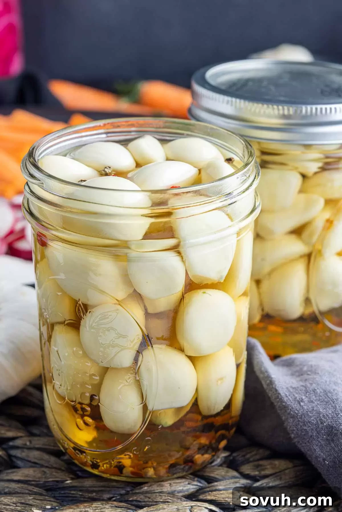 open jar of Pickled Garlic