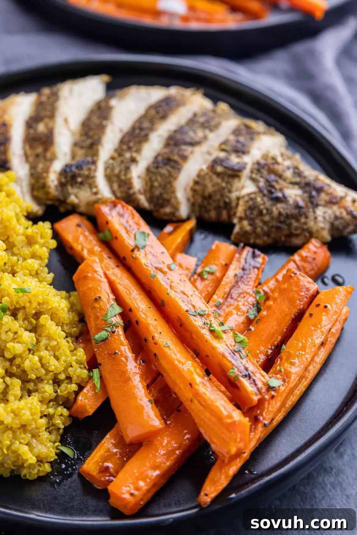 plate of Hot Honey Roasted Carrots