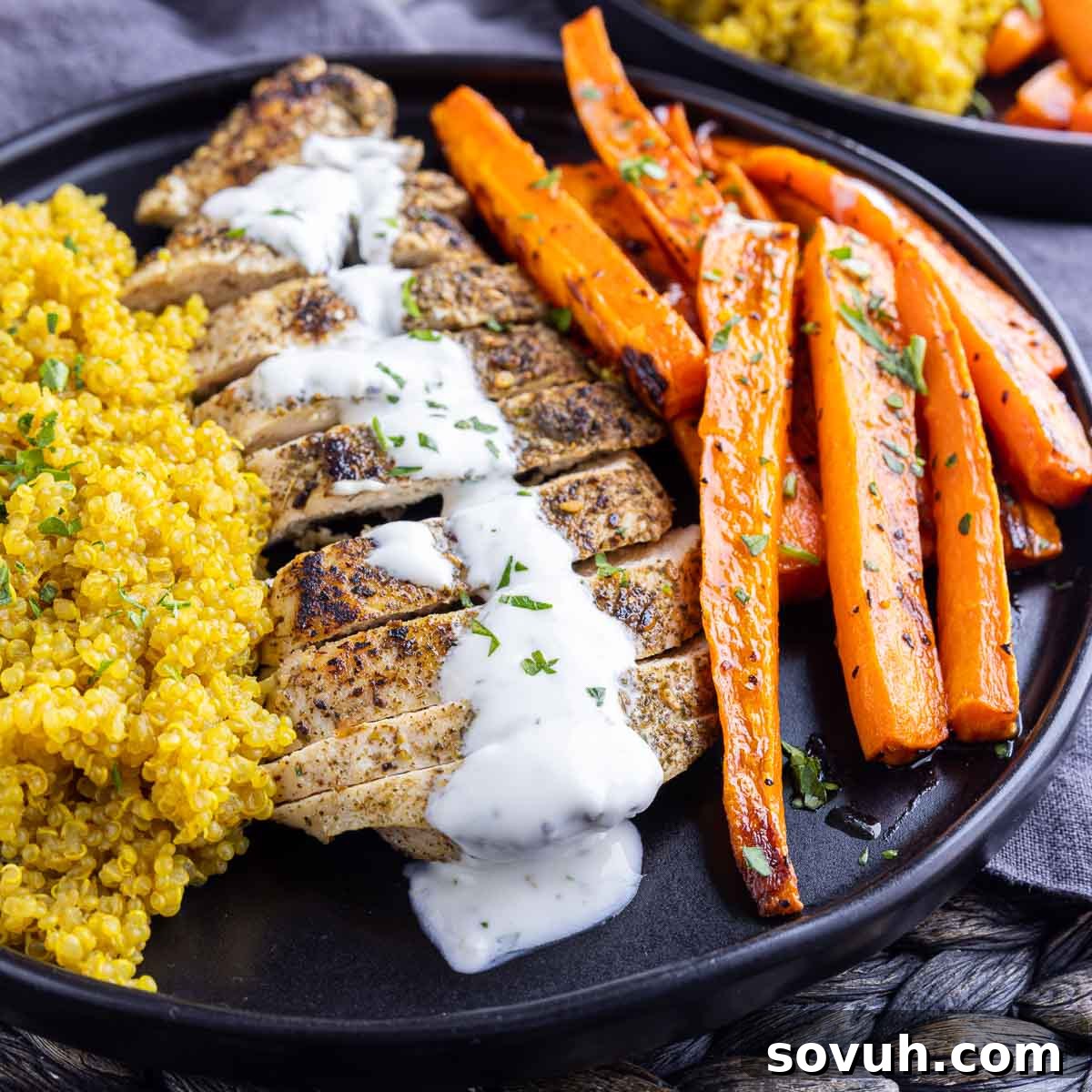 Za’atar Chicken with yogurt sauce on top