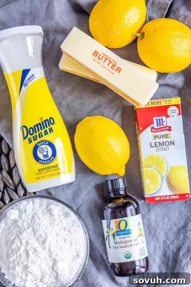 ingredients for Lemon Shortbread Cookies