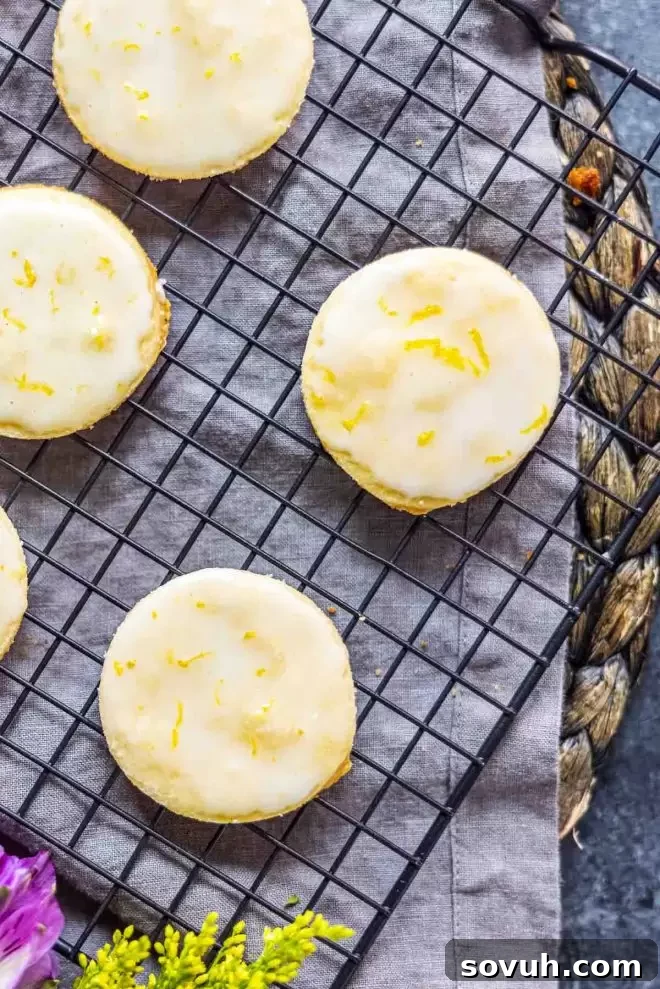Lemon Shortbread Cookies cooling on rack