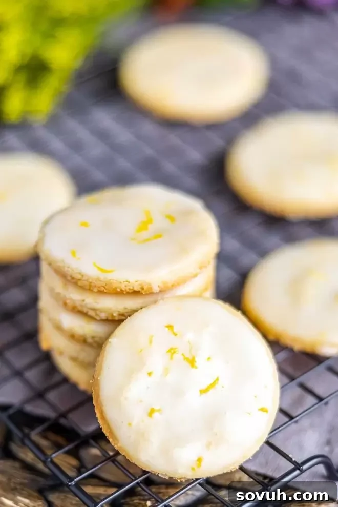 stacked Lemon Shortbread Cookies