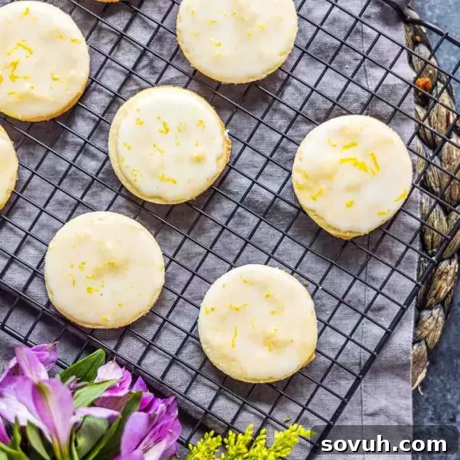 Lemon Shortbread Cookies on cooling rack
