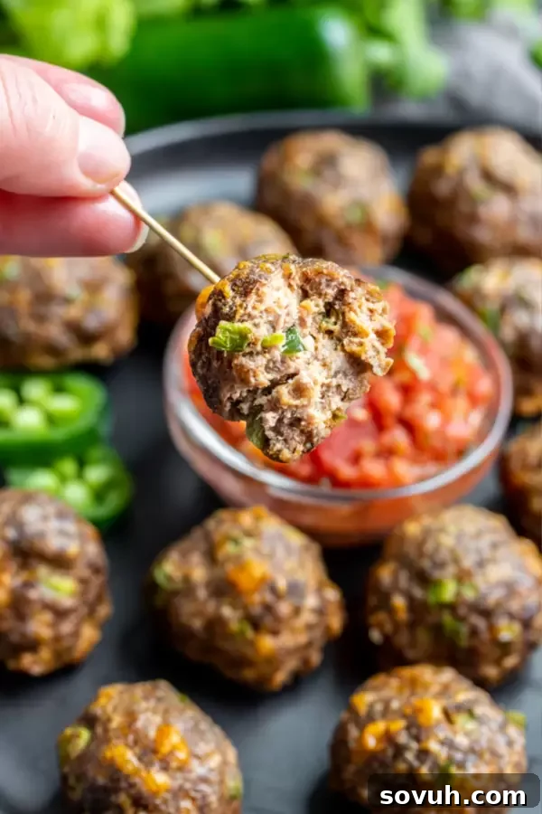 Make-ahead Mexican Meatballs, easy low-carb appetizers for any potluck or party.