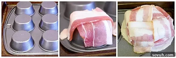 Learn how to make a perfect bacon weave for your BLT cups with this easy-to-follow visual guide. Create crispy, edible cups to hold your fresh lettuce and tomato filling for a unique, low-carb meal or appetizer.