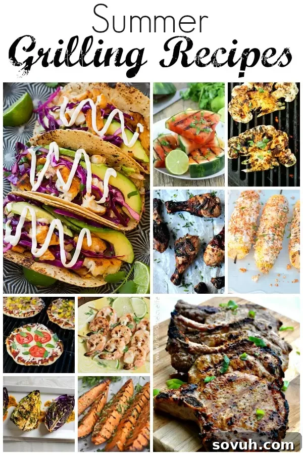 Assortment of delicious summer grilling recipes for family BBQs and parties.