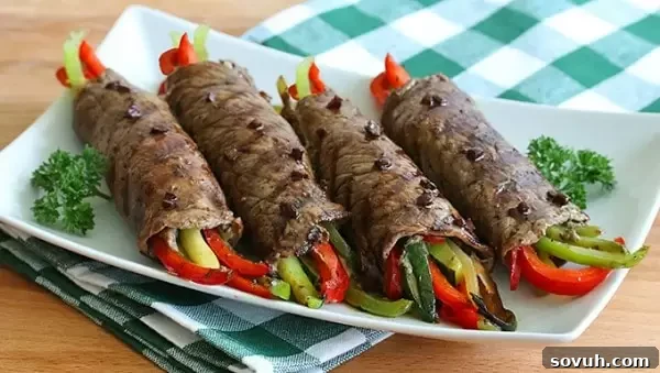 Elegant Balsamic Glazed Steak and Veggie Roll Ups, perfect for a dinner party.