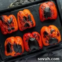 Roasting a Red Pepper in the oven on a sheet pan