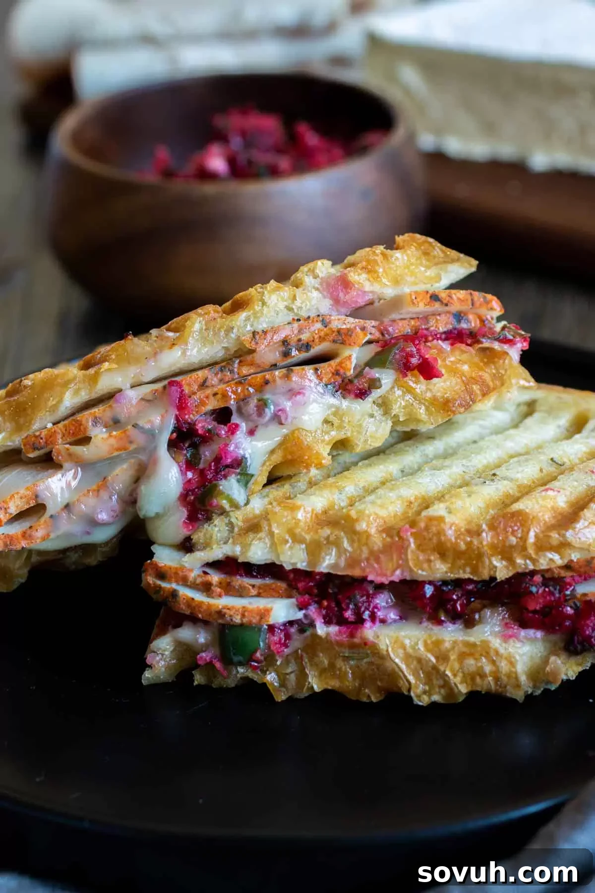 Turkey and Cranberry Panini on a plate