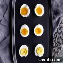 overhead view of air fryer eggs