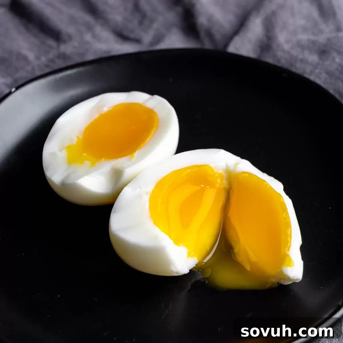 soft boiled egg cut in half