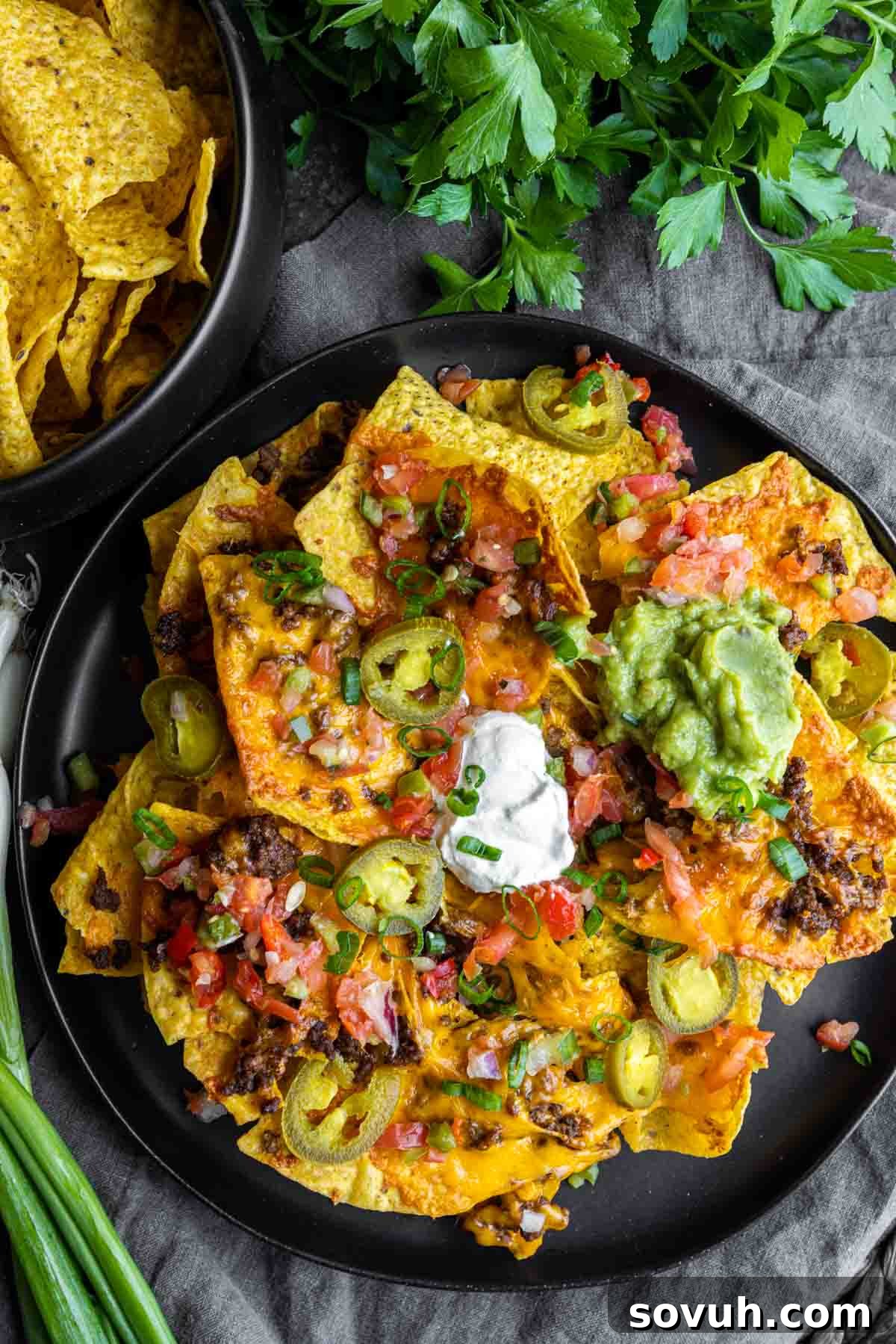 black platter of Air Fryer Nachos