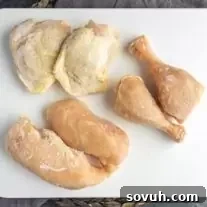 frozen chicken on a cutting board