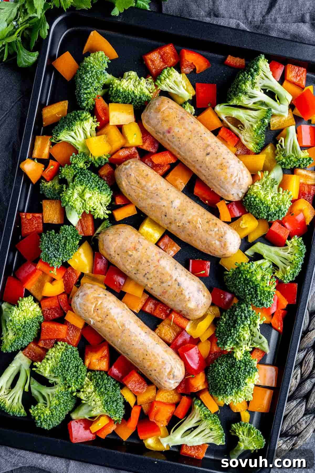 How to Cook Chicken Sausage with vegetables in the oven
