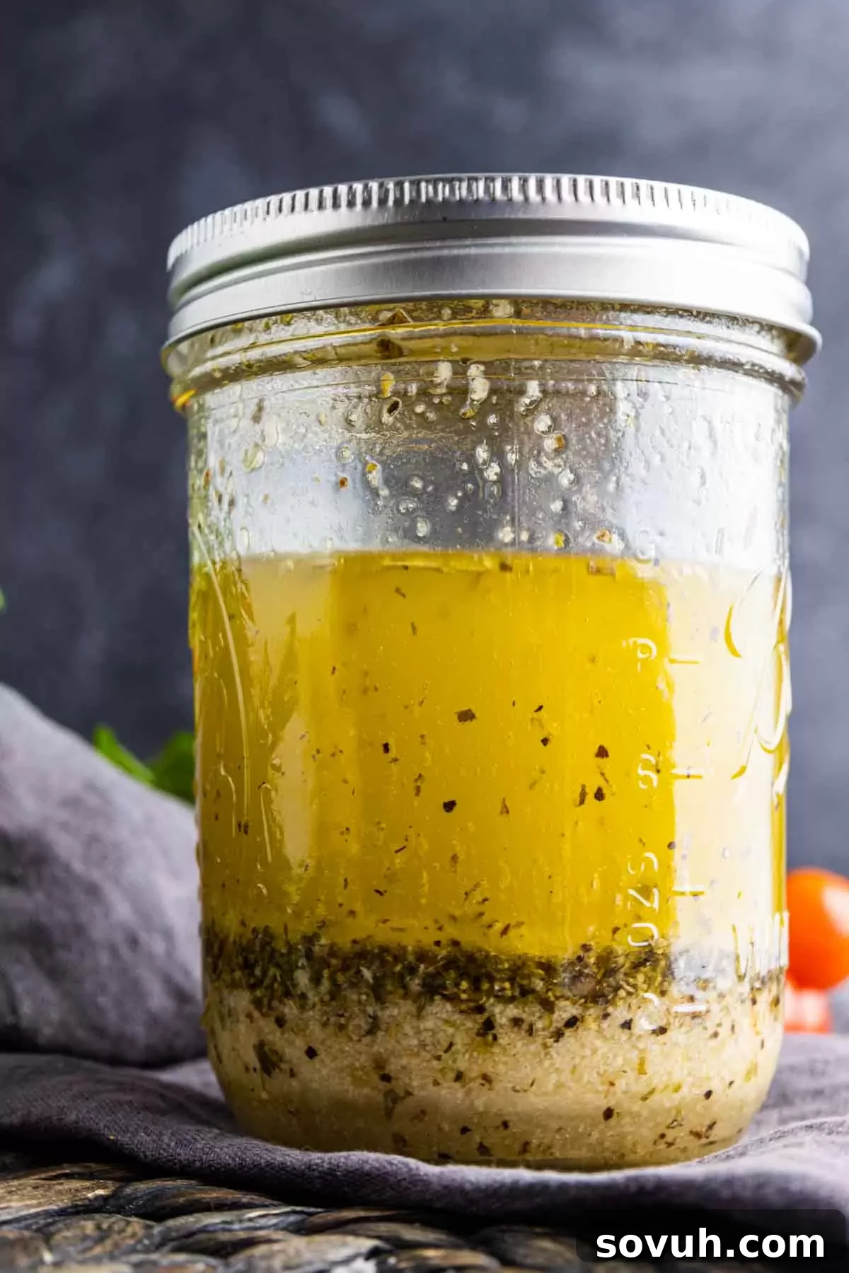 jar of Homemade Italian Dressing layers