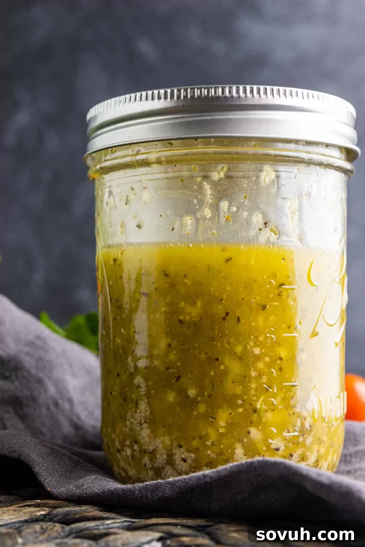 a mason jar of Homemade Italian Dressing