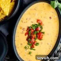 Rotel Dip made with Velveeta cheese in a black bowl topped with tomatoes