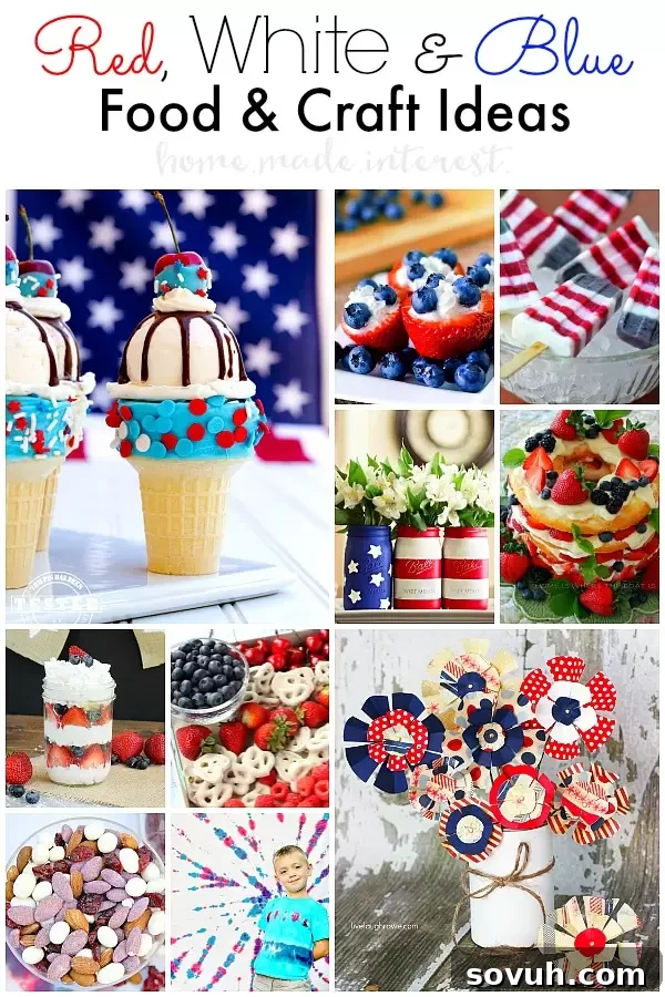 Celebrate with red, white and blue foods and crafts this July 4th, Memorial Day, or Labor Day. Festive treats & crafts for everyone to enjoy including the kids.