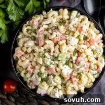black bowl of Chicken Macaroni Salad