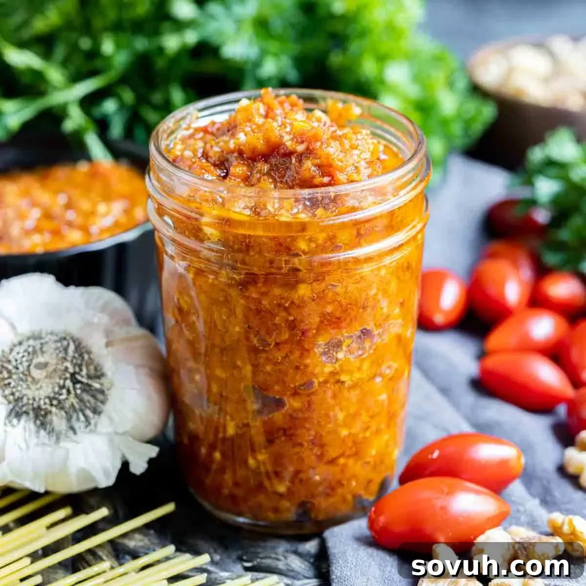 glass jar of Pesto Rosso