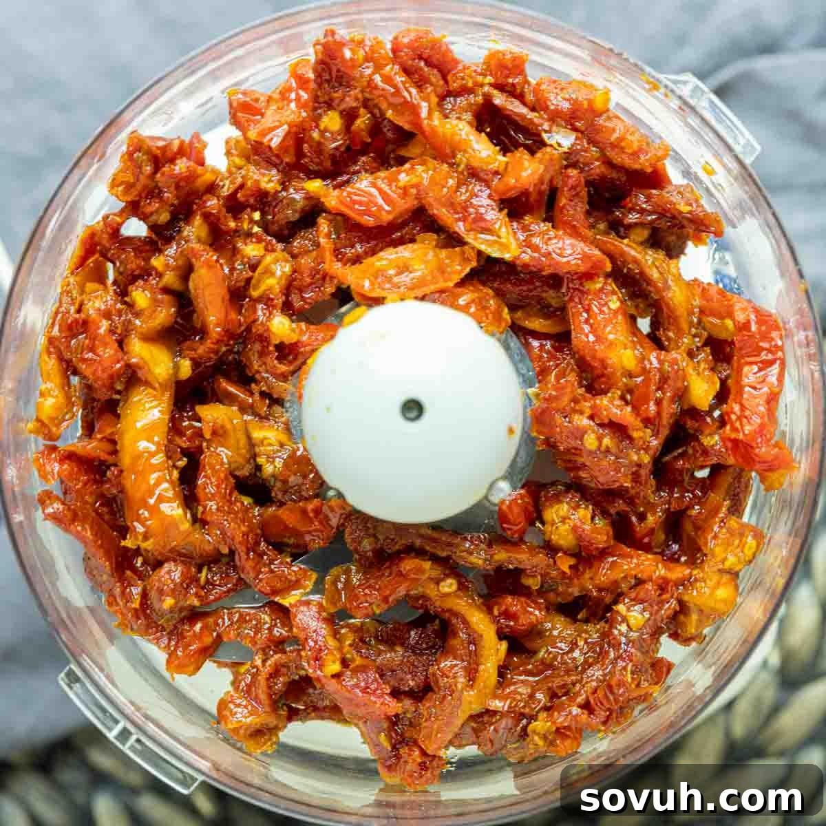 sun dried tomato in food processor to make Pesto Rosso