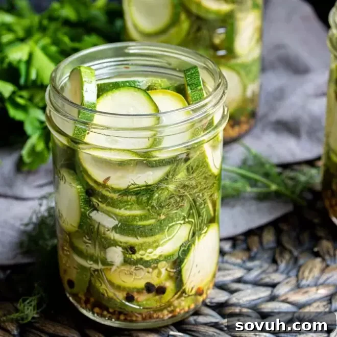 a jar of Quick Pickled Zucchini
