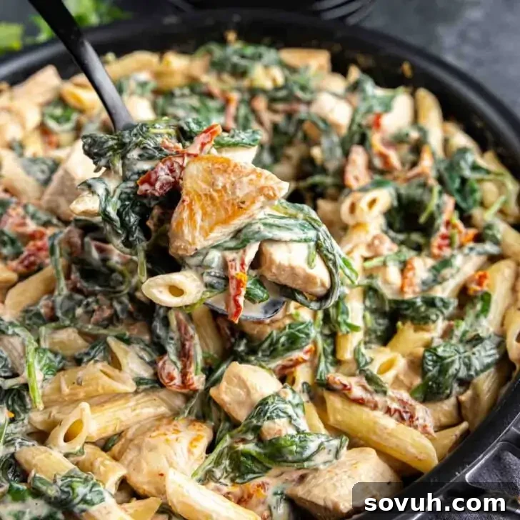 A plate of creamy Chicken Florentine Casserole.