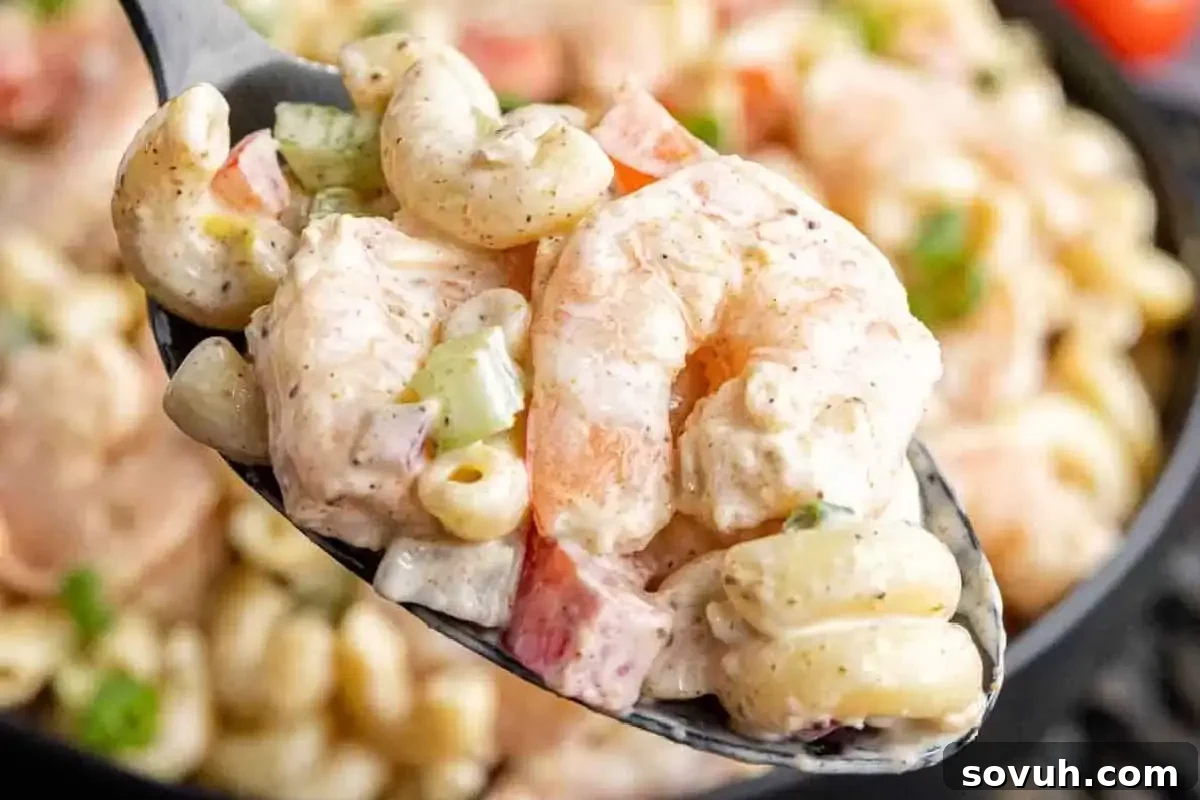Creamy Shrimp Pasta Salad with elbow macaroni, plump shrimp, and fresh herbs