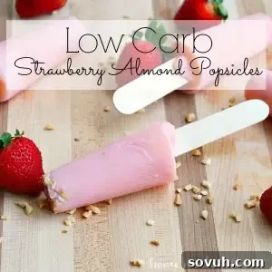 These low carb strawberry almond popsicles are a great way to keep eating healthy even when you are craving dessert.