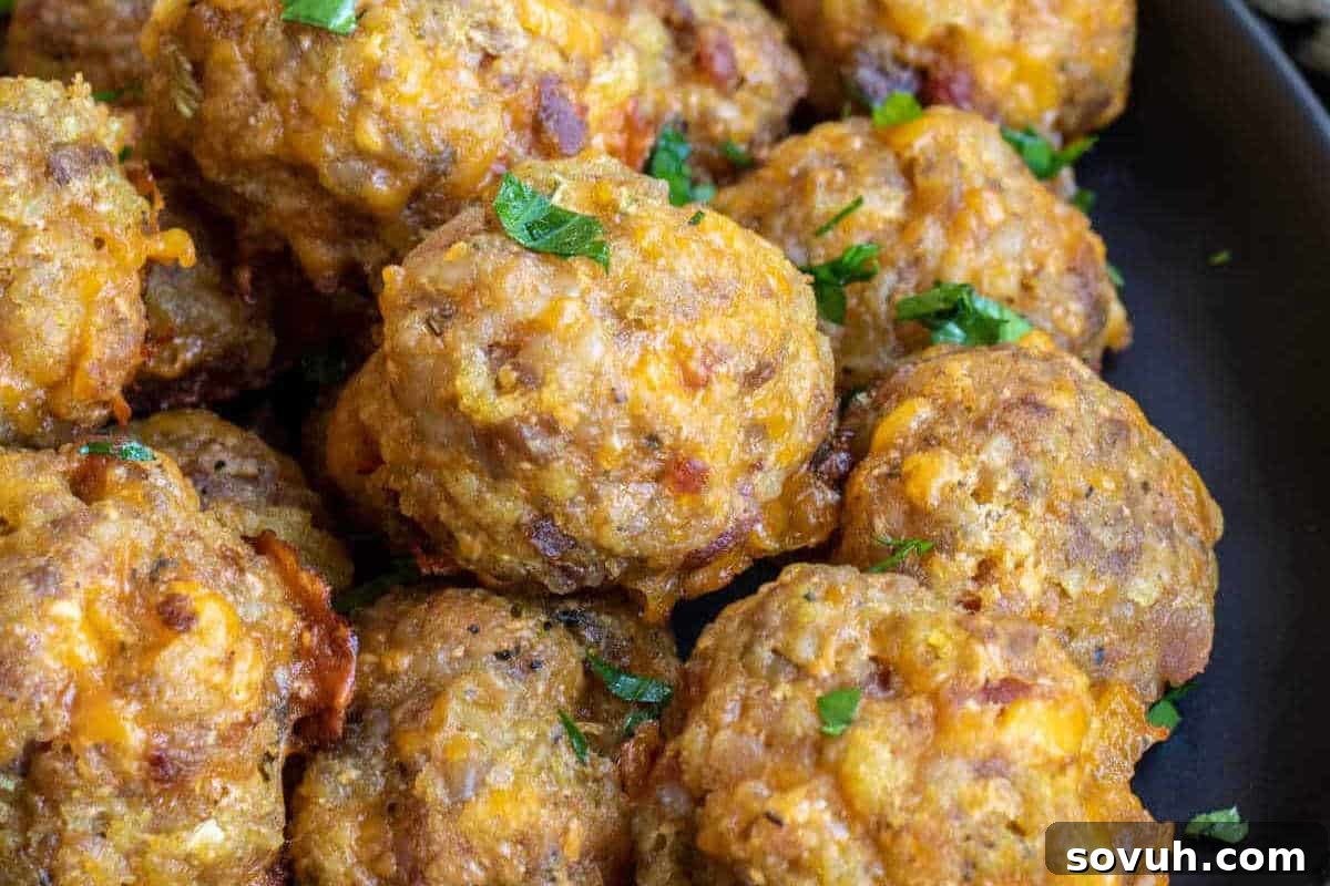 Close-up of several golden-brown meatballs with herbs sprinkled on top, arranged on a black plate.