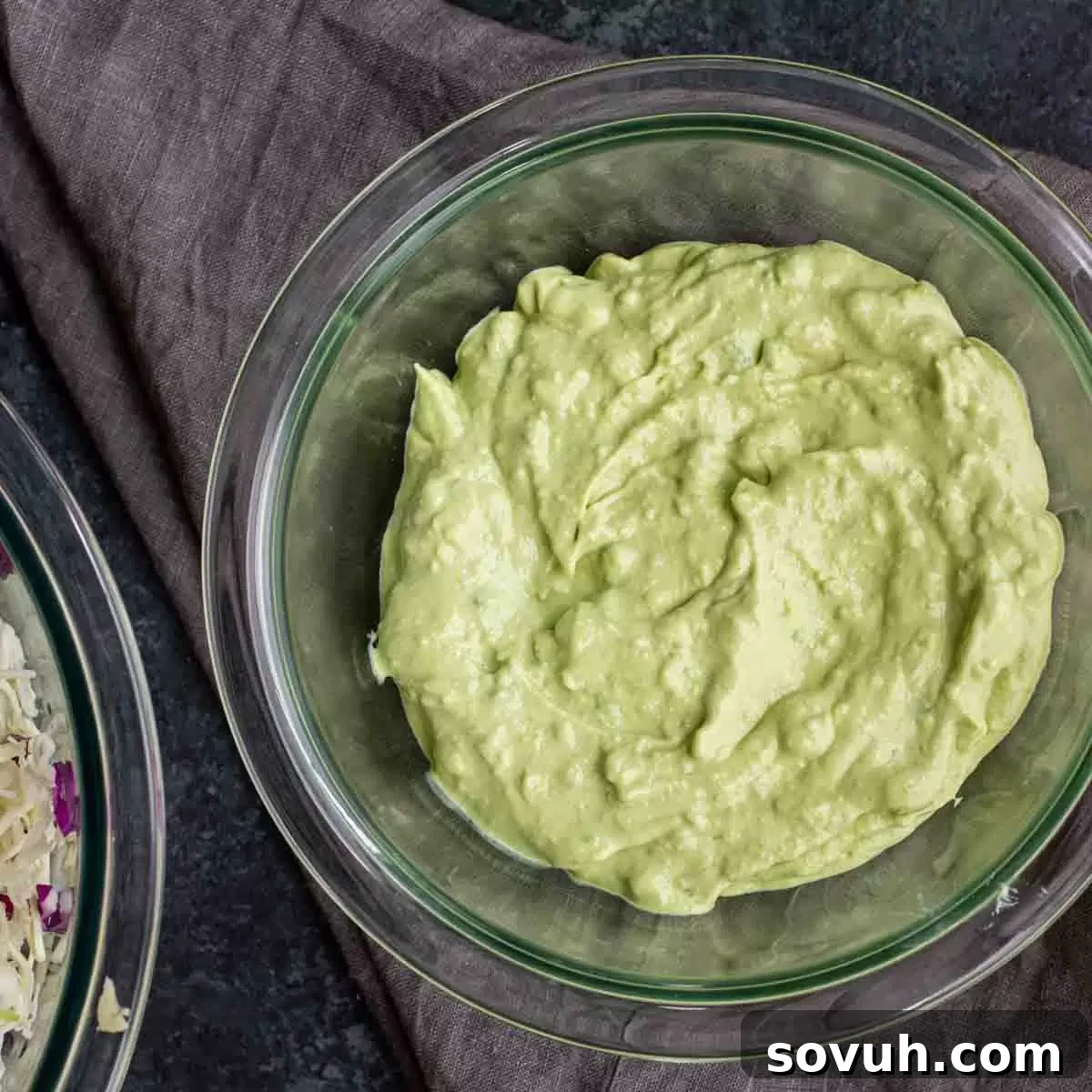 Avocado Keto Coleslaw with avocado and sour cream dressing