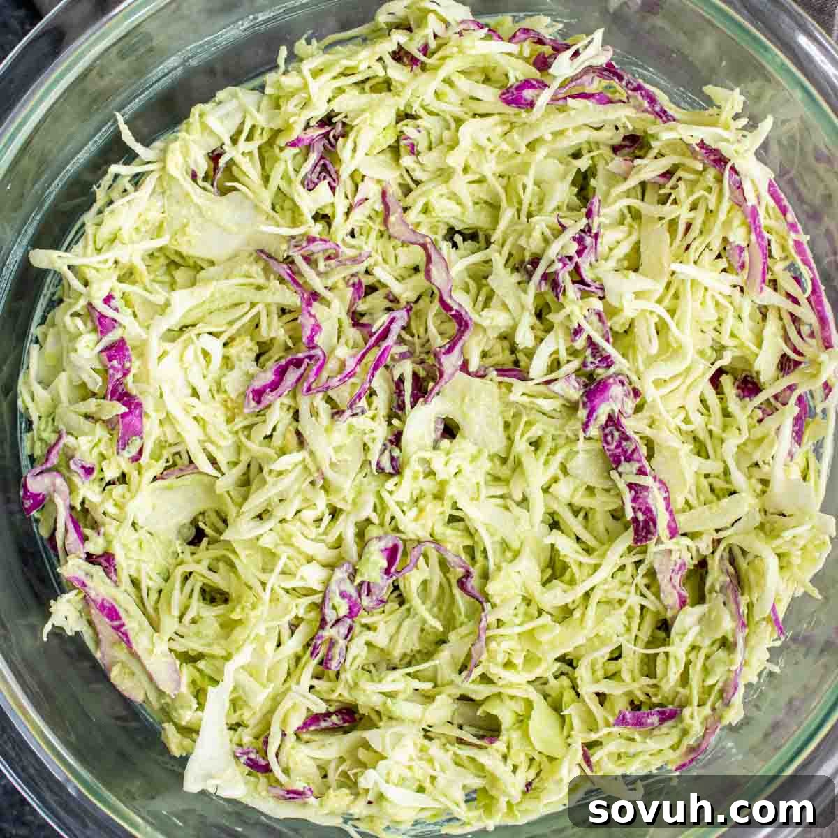 Avocado Keto Coleslaw in glass bowl